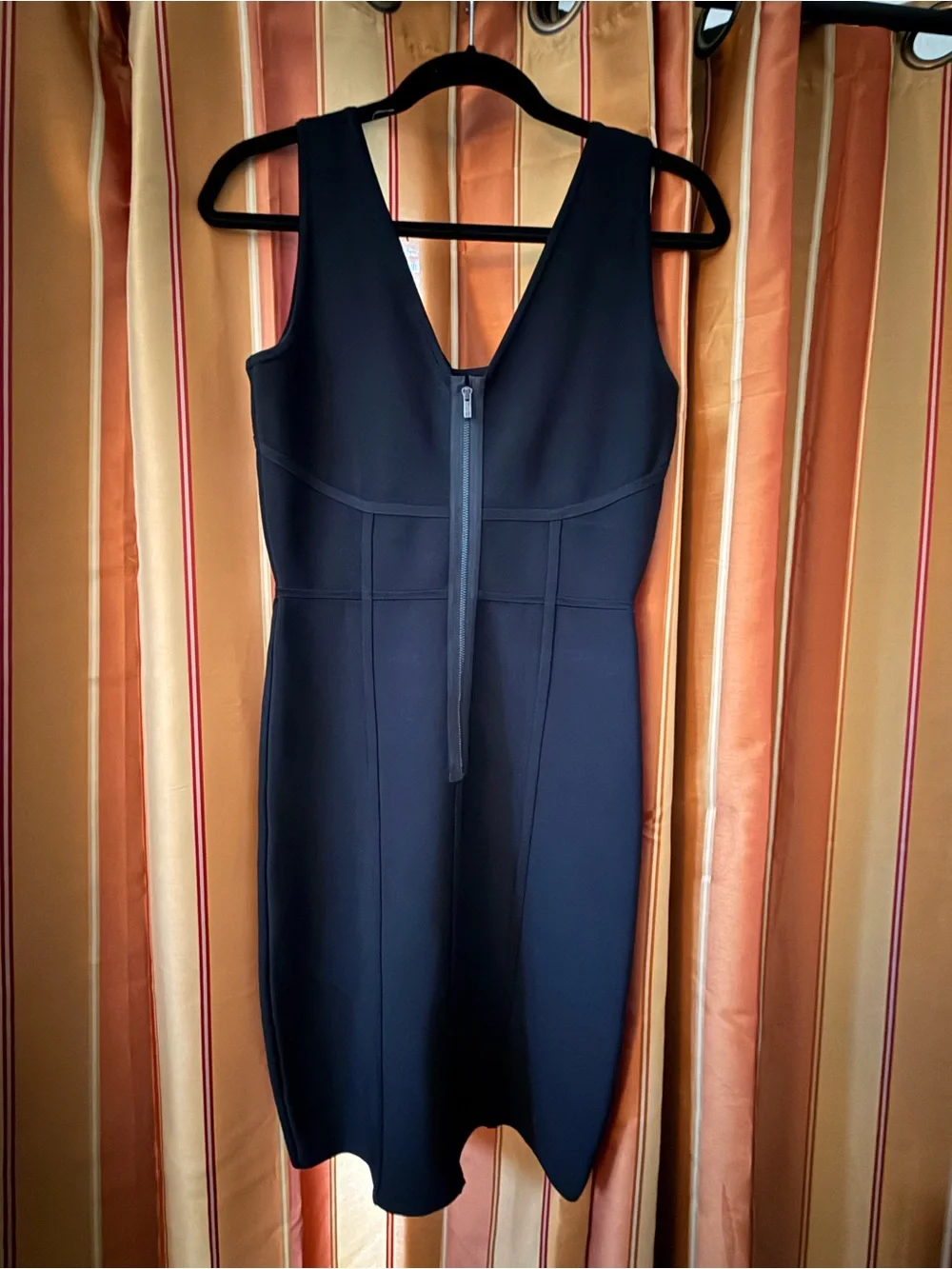 BCBGMaxAzria Black Fitted Midi Sheath Dress